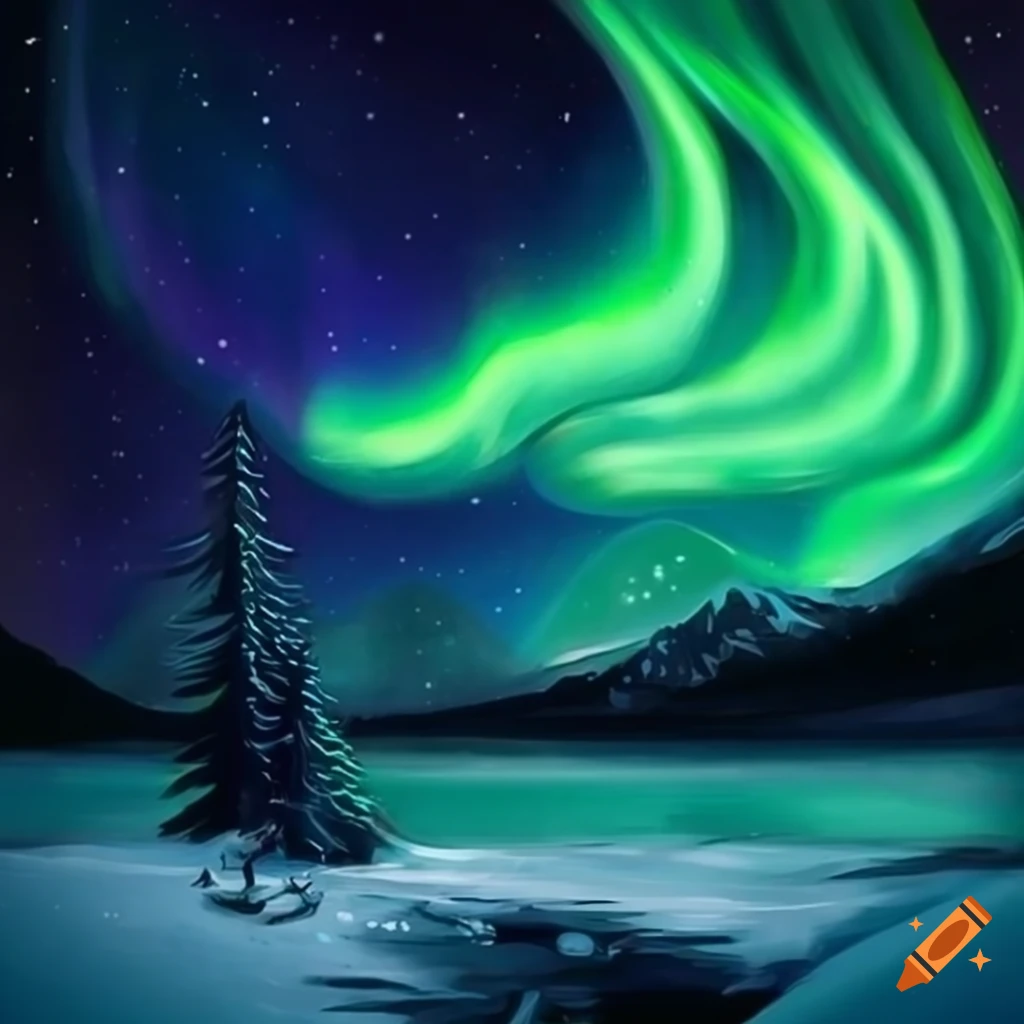 Northern lights in a starry night sky