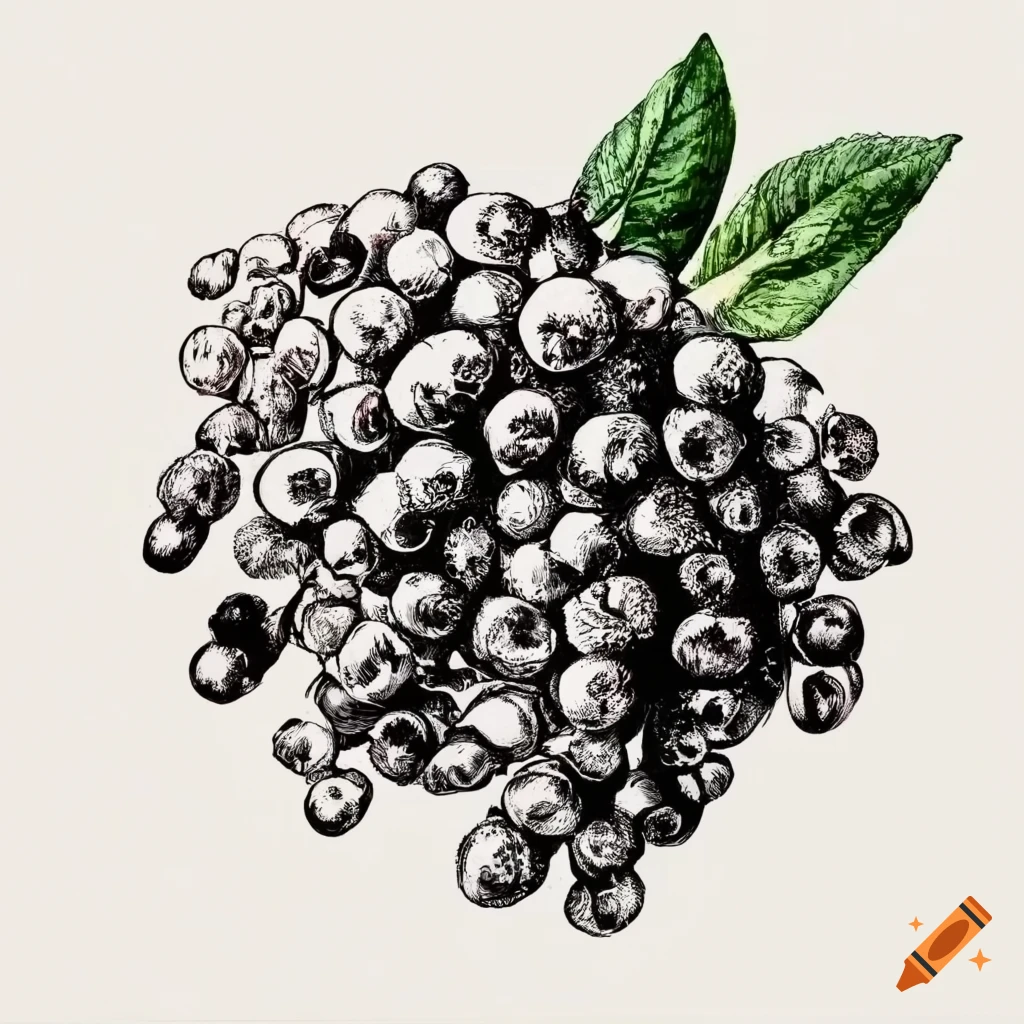 Vintage elderberry illustration on white background