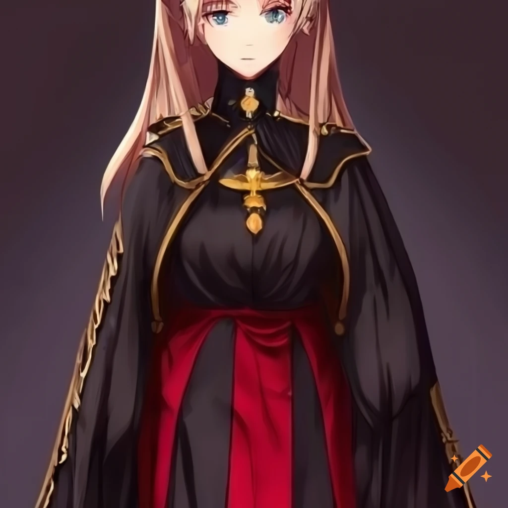 Anime-style emperor in priest attire with gothic imperial government theme