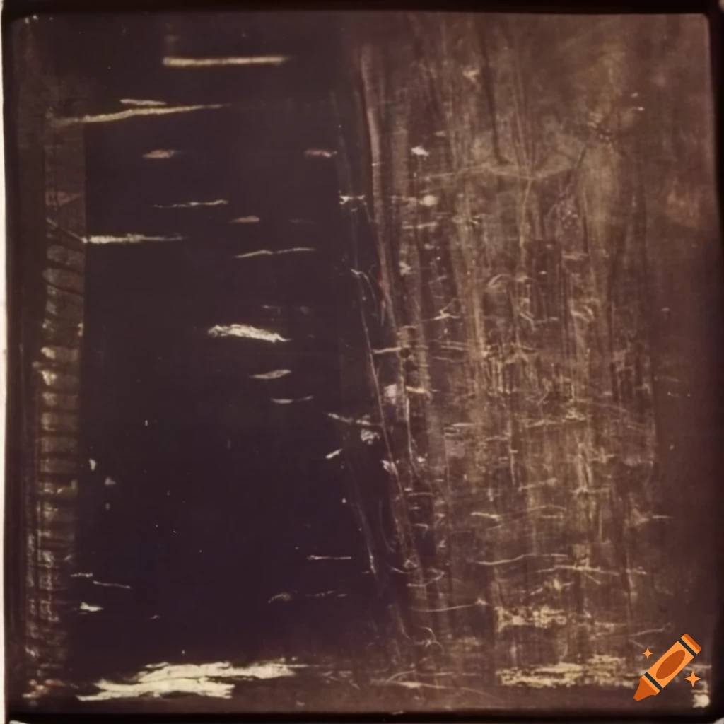 Vintage 1970s polaroid with film grain and scratches in dark setting on ...