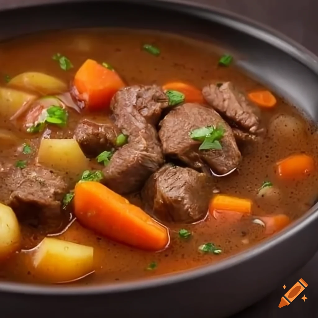 Beef stew with carrots and potatoes on Craiyon