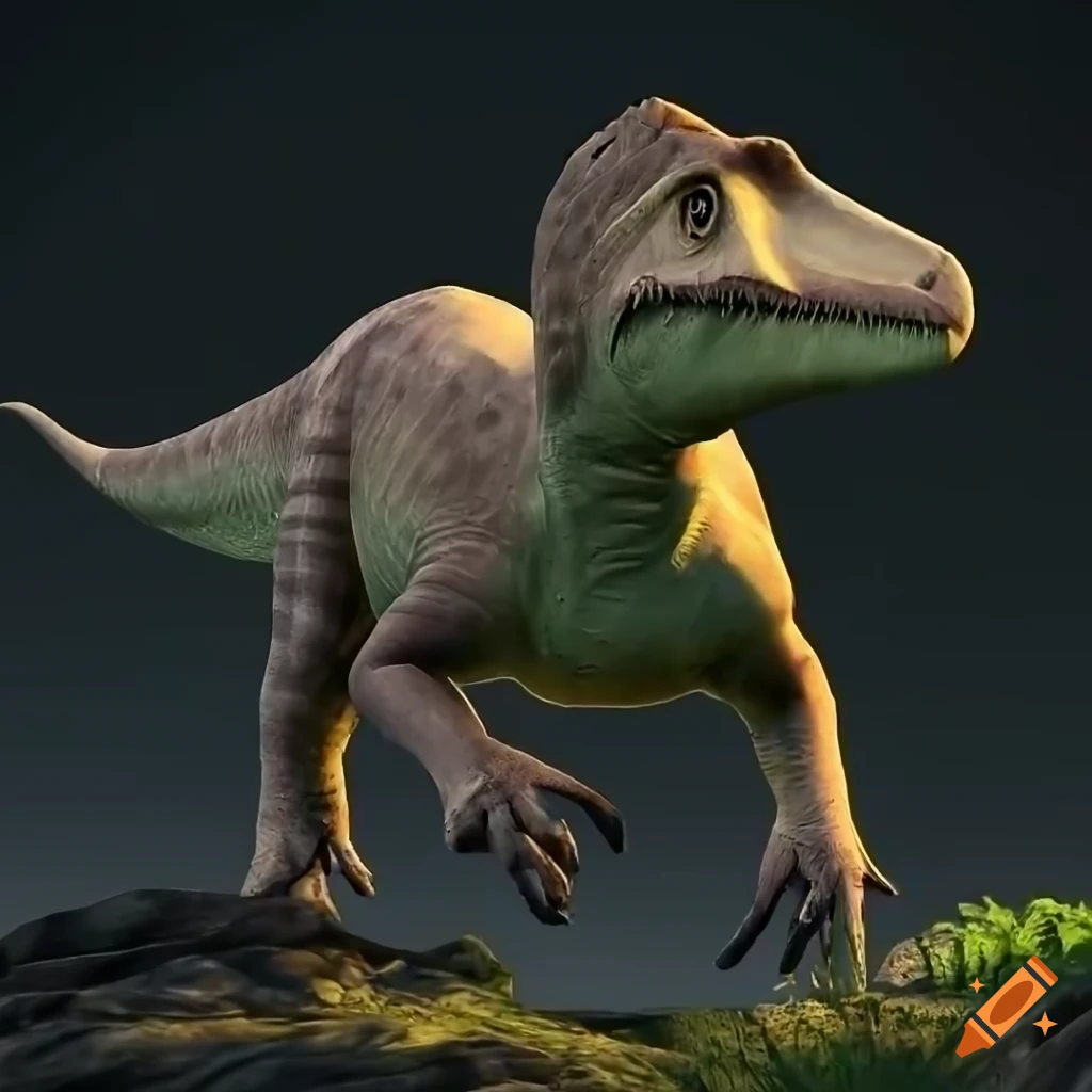 Pachycephalosaurus walking on rocky outcrop in warm morning light