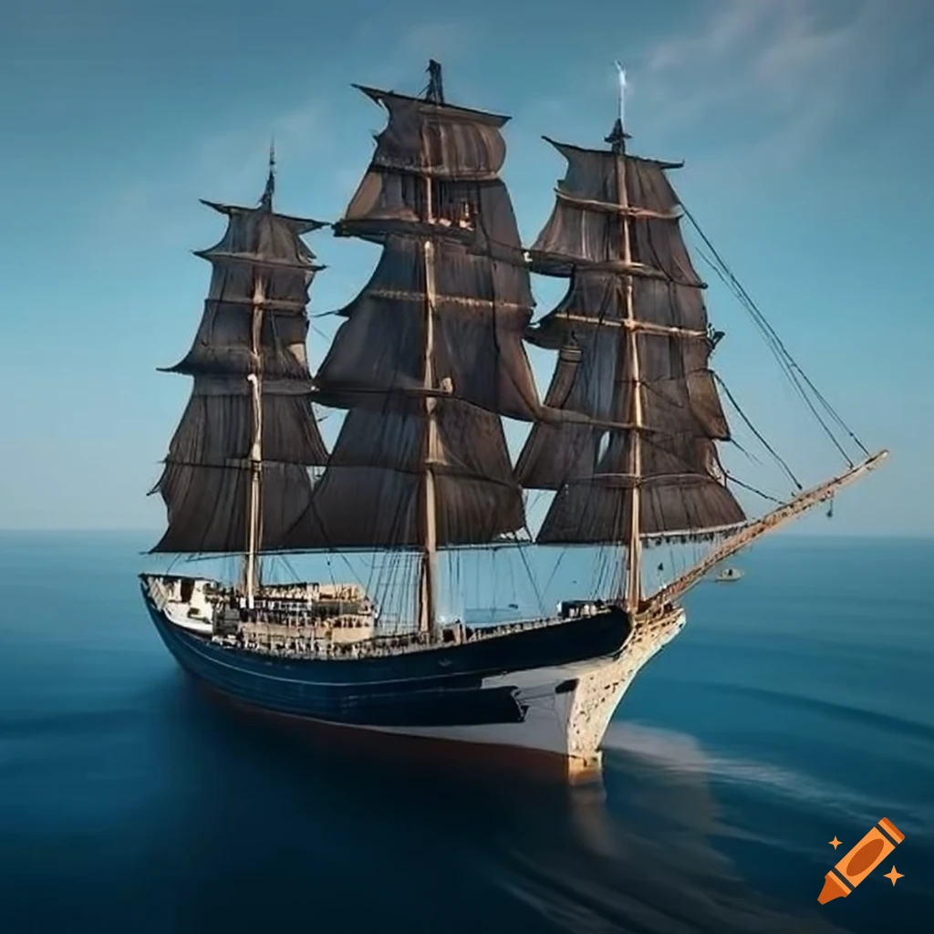 Elegant ship sailing towards dangerous cliffs on Craiyon