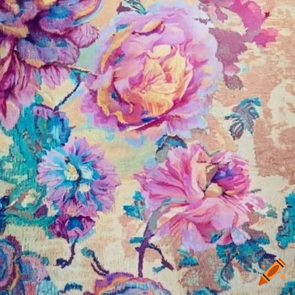 Iridescent Persian rug with rococo floral design
