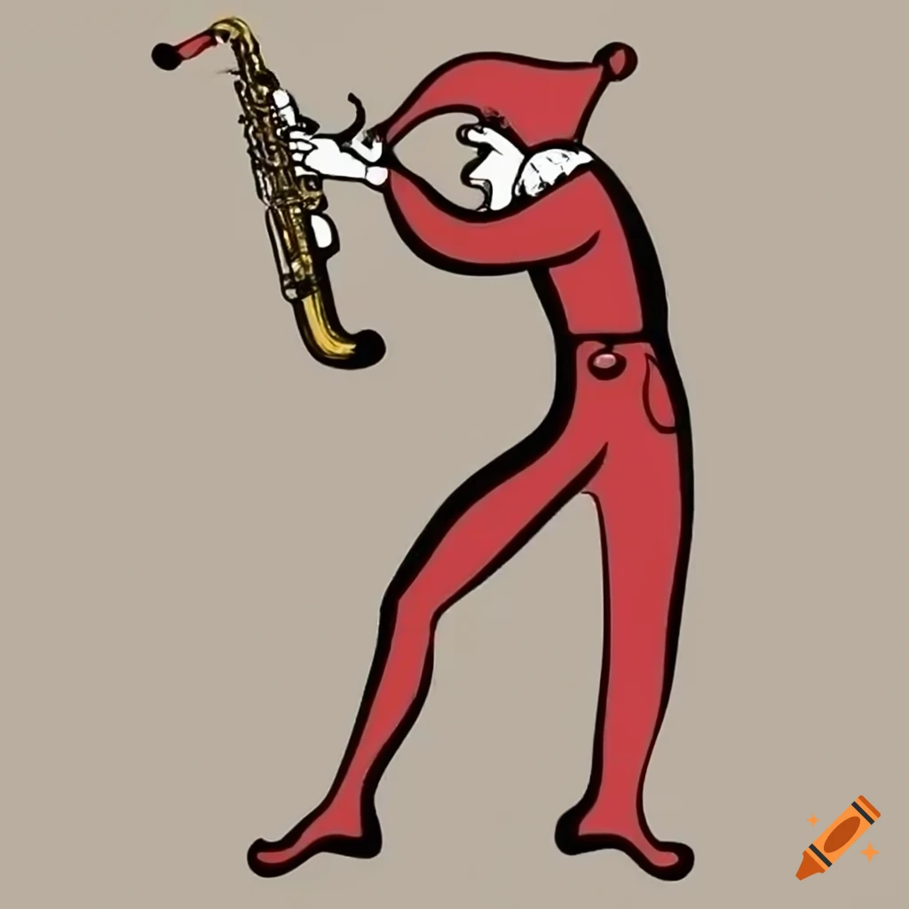 Jester playing a saxophone on Craiyon