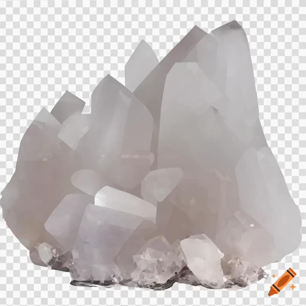 Large quartz crystal on a transparent background on Craiyon
