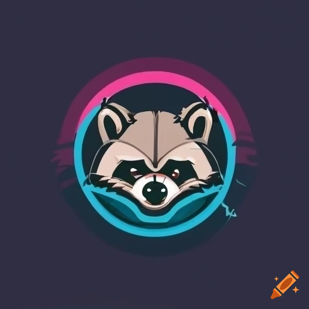 Angry raccoon logo in a circle