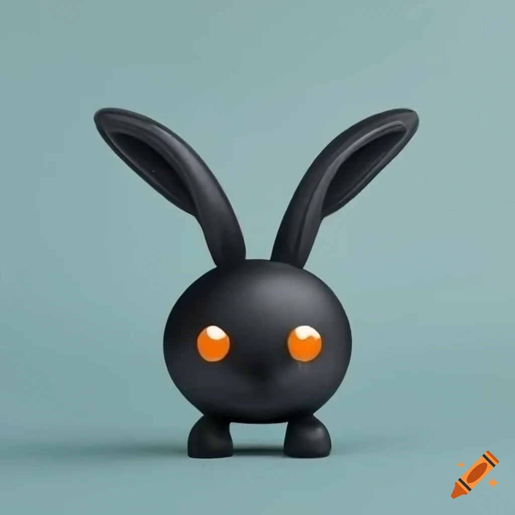 Cute black rabbits made of slime with big orange eyes