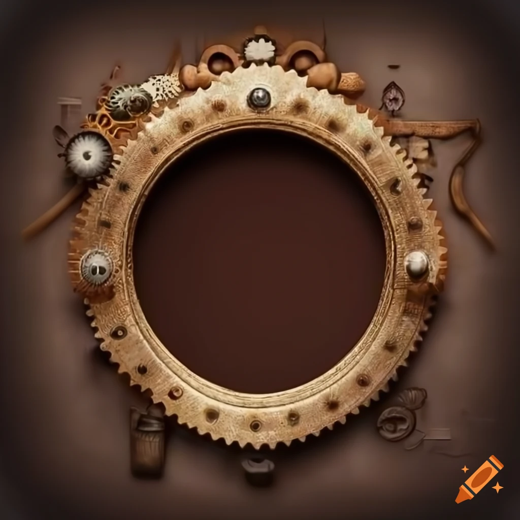 Detailed photorealistic steampunk frame on a plain background