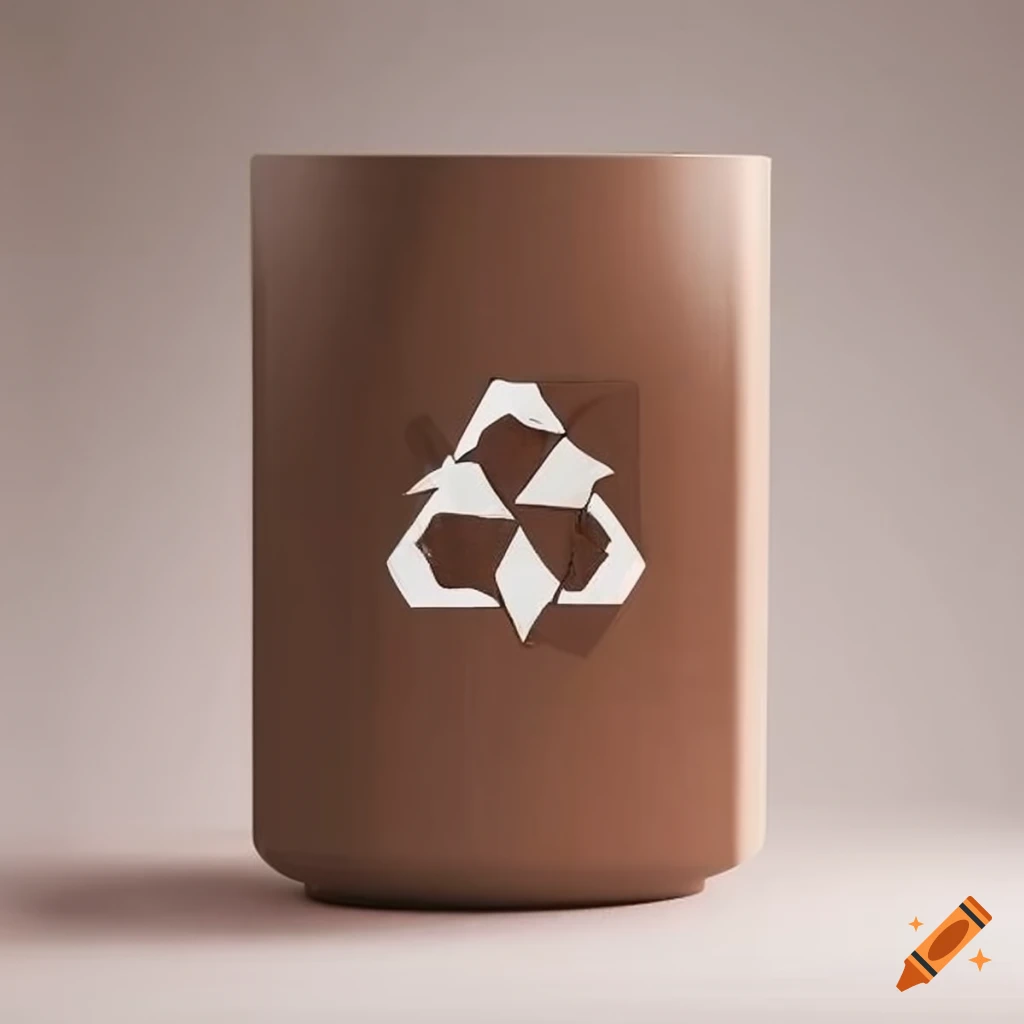 Brown organic recycling bin used as a flower vase on Craiyon