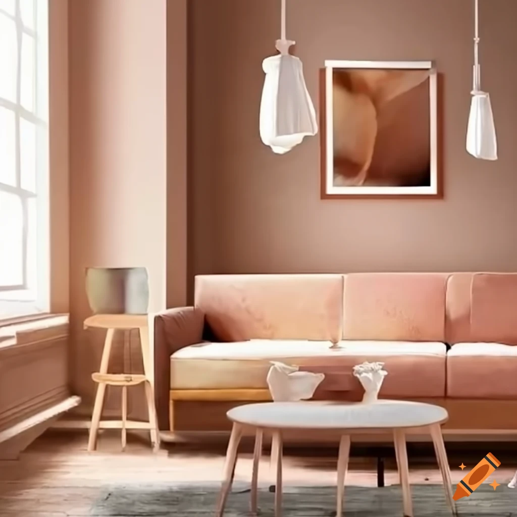 Cozy living room with warm lighting and neutral colors on Craiyon