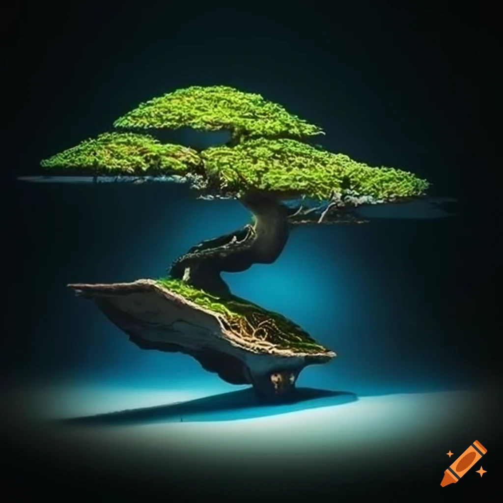 Bonsai tree on floating island in a japanesestyle print on Craiyon