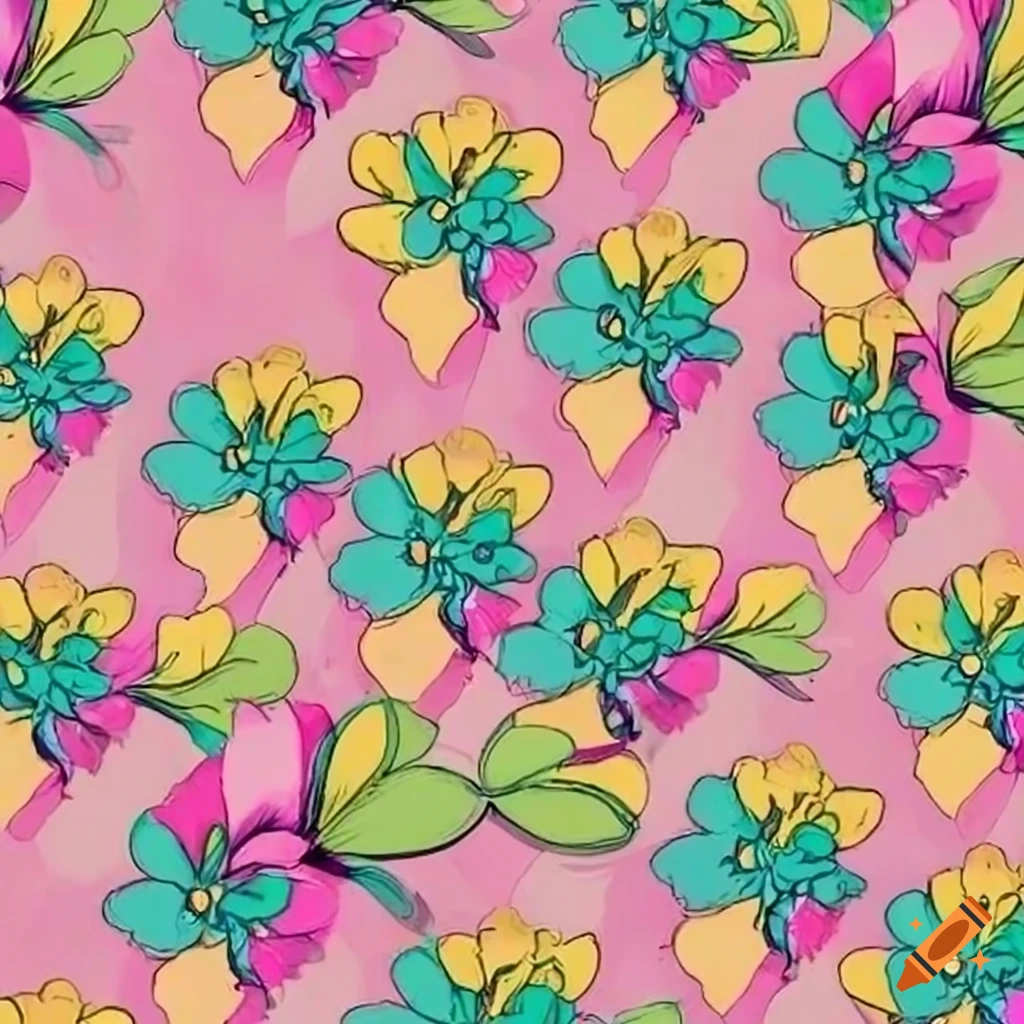 Intricate repeating floral pattern in pastel pop art style on Craiyon