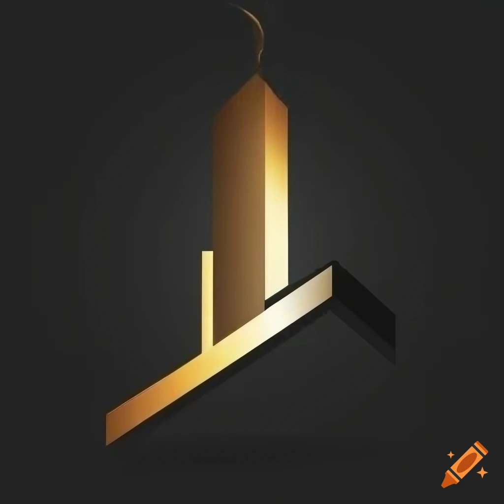 Geometric black and gold logo design on white backdrop