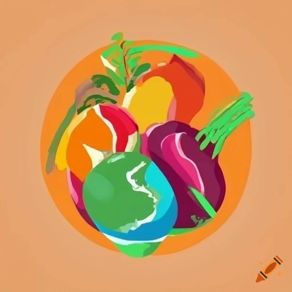 Bright and colorful logo of a local farmer's market in simple shapes