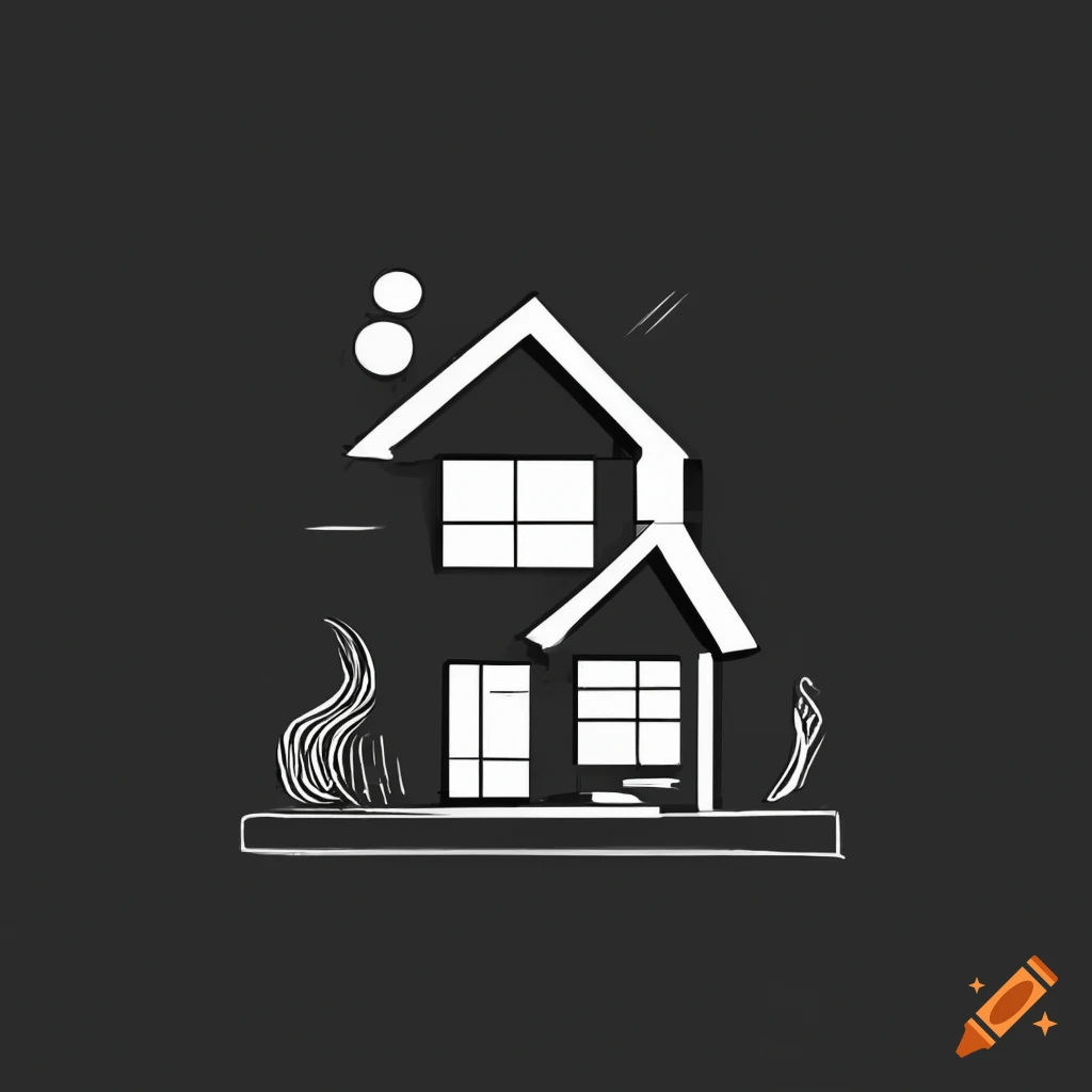 Black and white line art of a simple house on Craiyon
