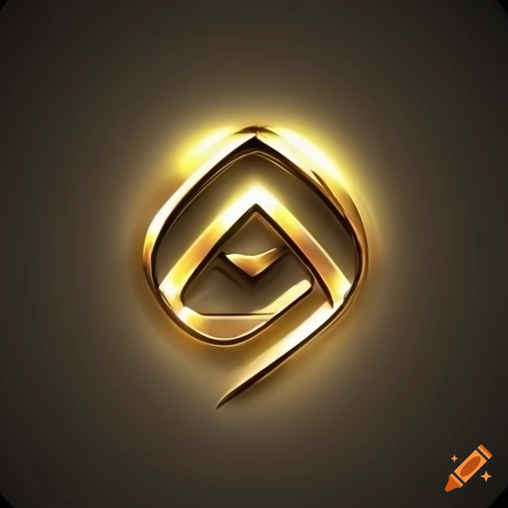 PJIU logo in gold metal with light effects on white background