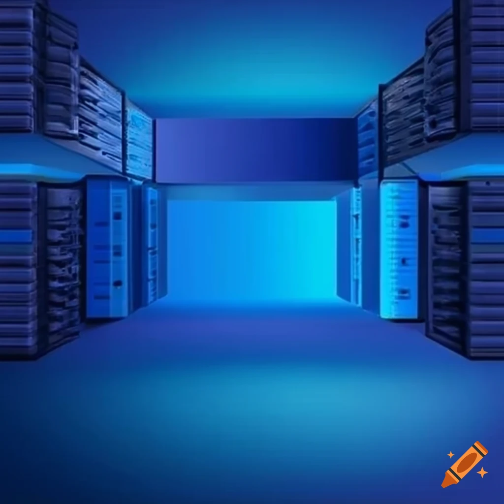Digital storage center with blue color scheme on Craiyon