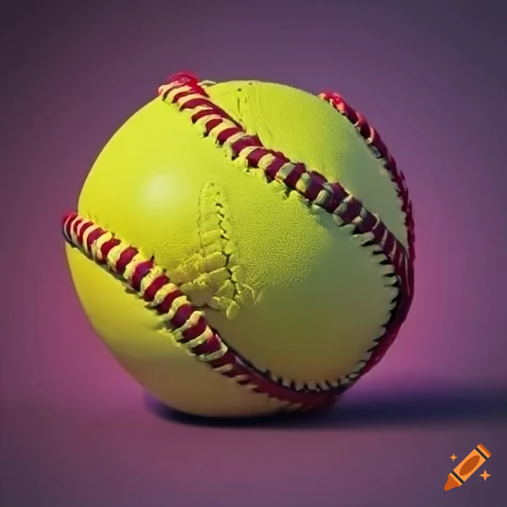 Soft and sun-yellow softball with twisted red laces