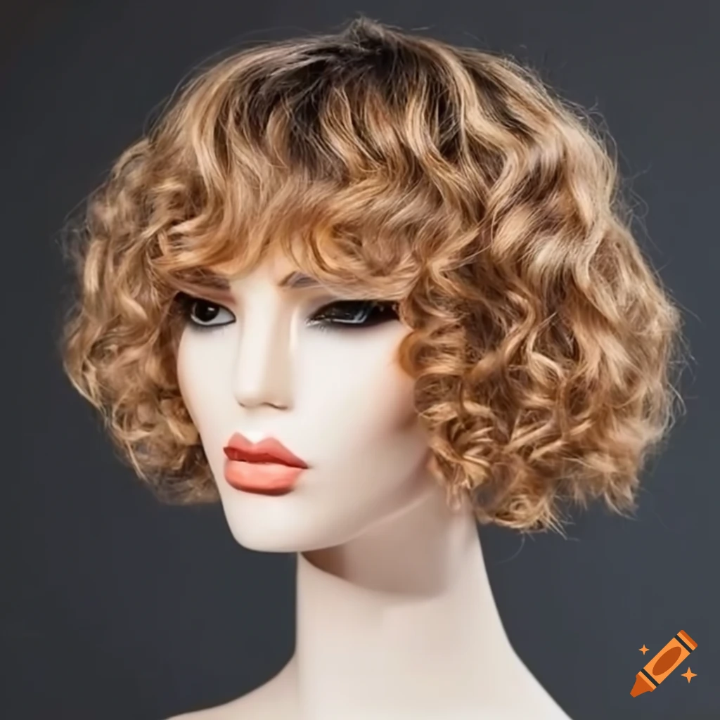 Fashionable bob with curly ends haircut styled on a mannequin