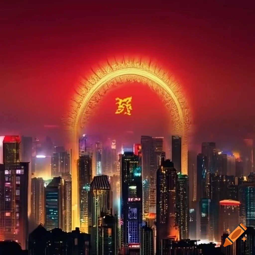 Shenzhen cityscape with Chinese New Year celebration letters