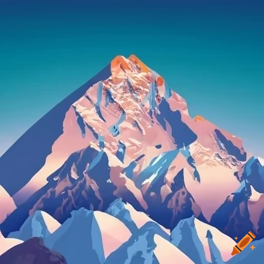 Climber ascending Mount Everest on a sunny day in wide format