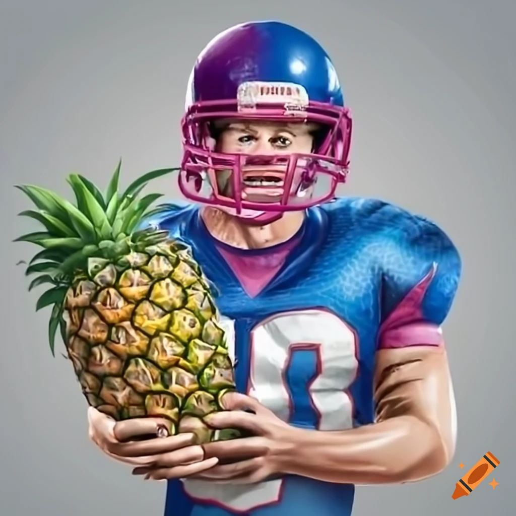 American football player holding a pineapple on Craiyon