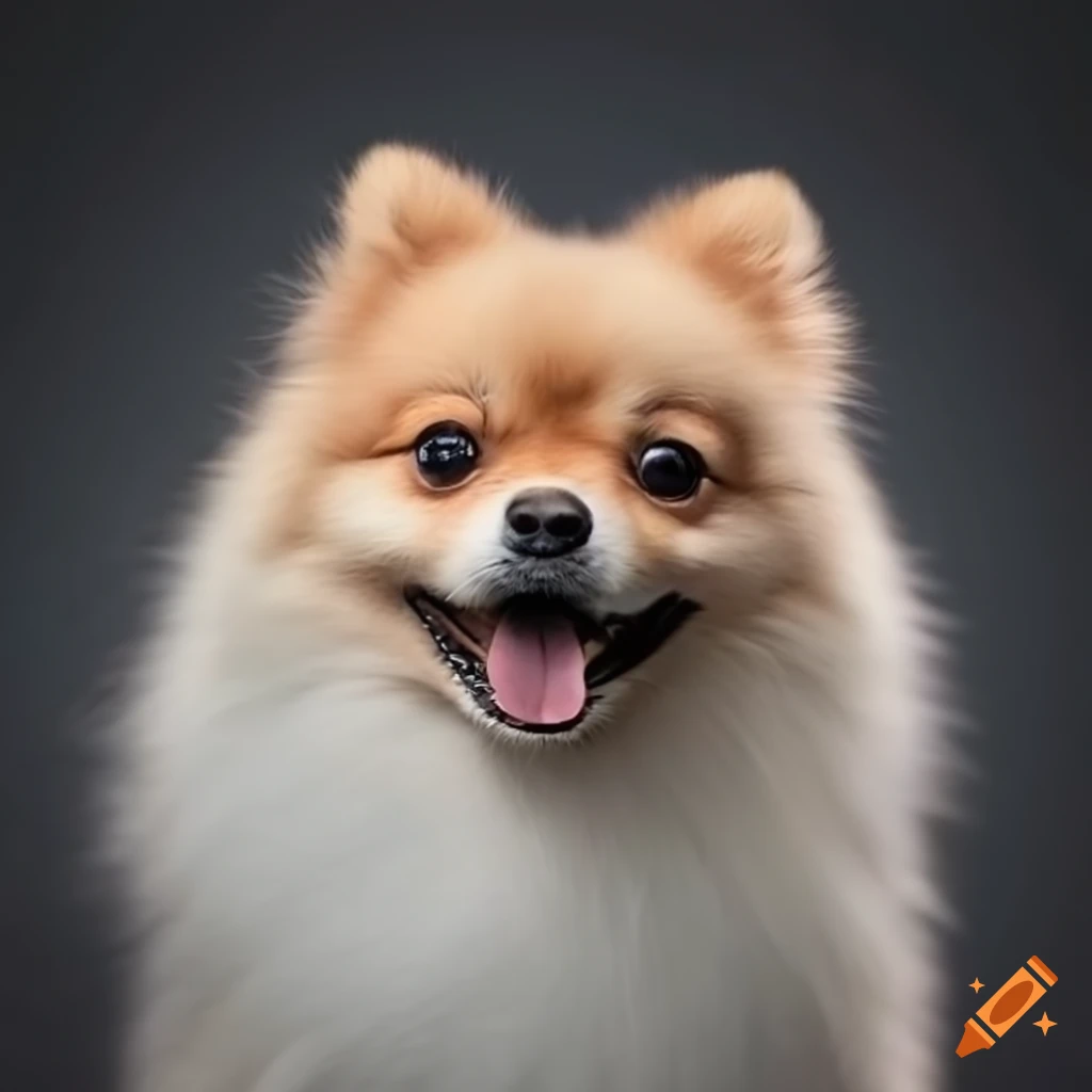 Pomeranian dog with a white coat