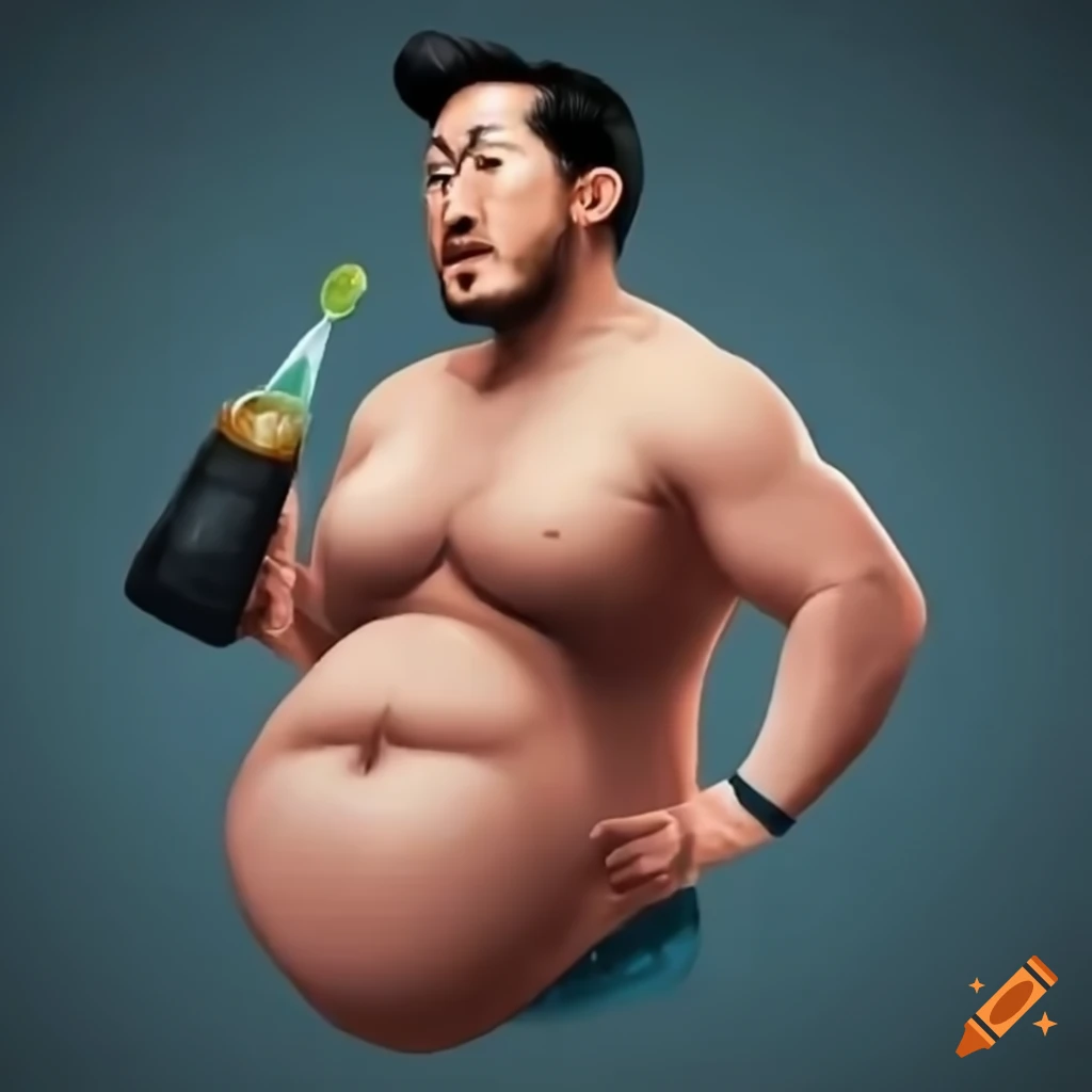 Muscular man drinking a potion at the gym