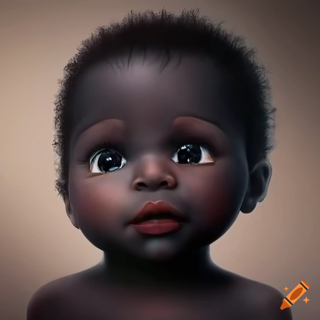 Portrait painting of a black baby on Craiyon