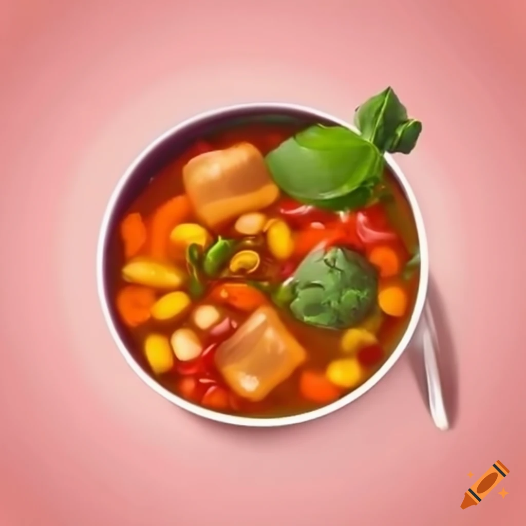 Steaming bowl of minestrone in graphic novel style