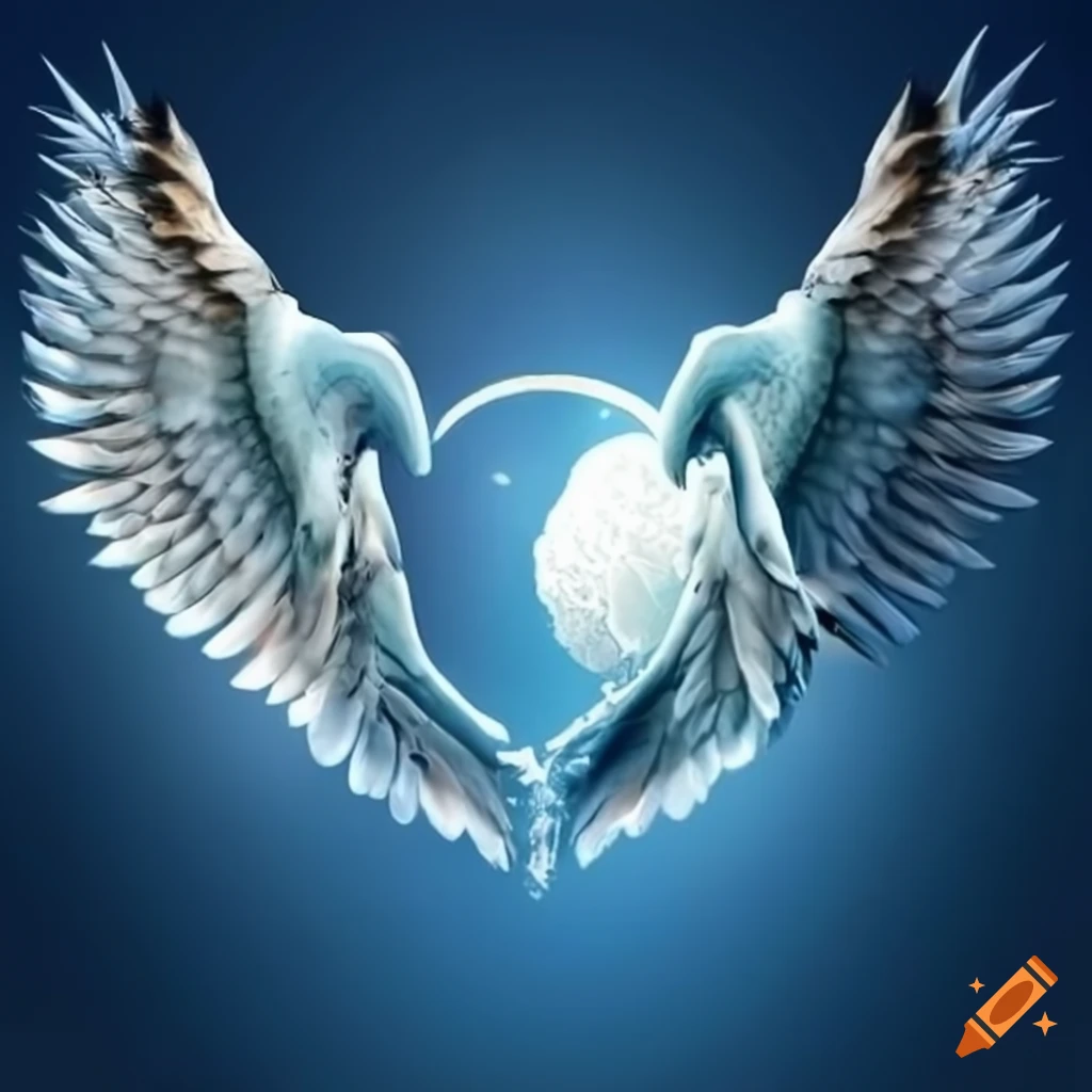Beautiful charity logo with heaven meeting earth and kestrel or angel wings