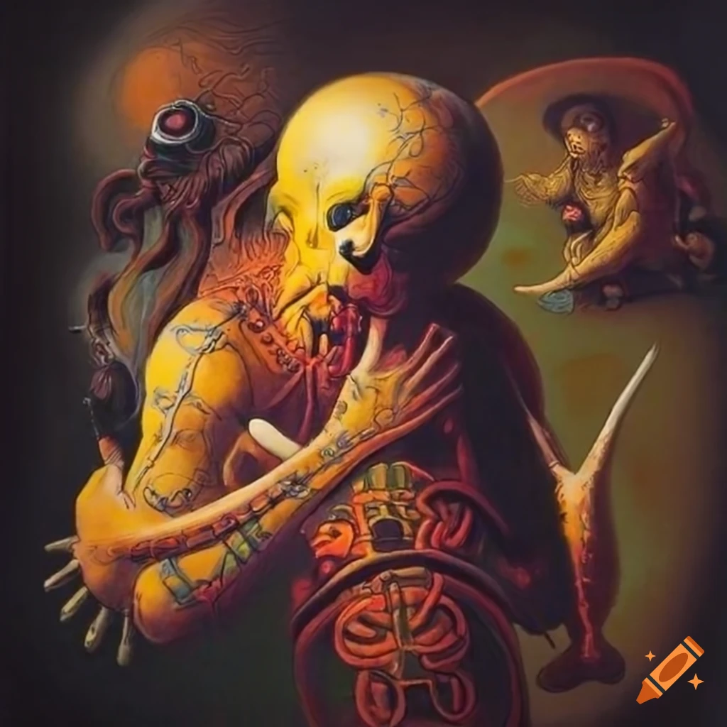 Voodoo Loa Shunga Ba painting in combined artistic styles and cultural designs in 8K Ultra resolution