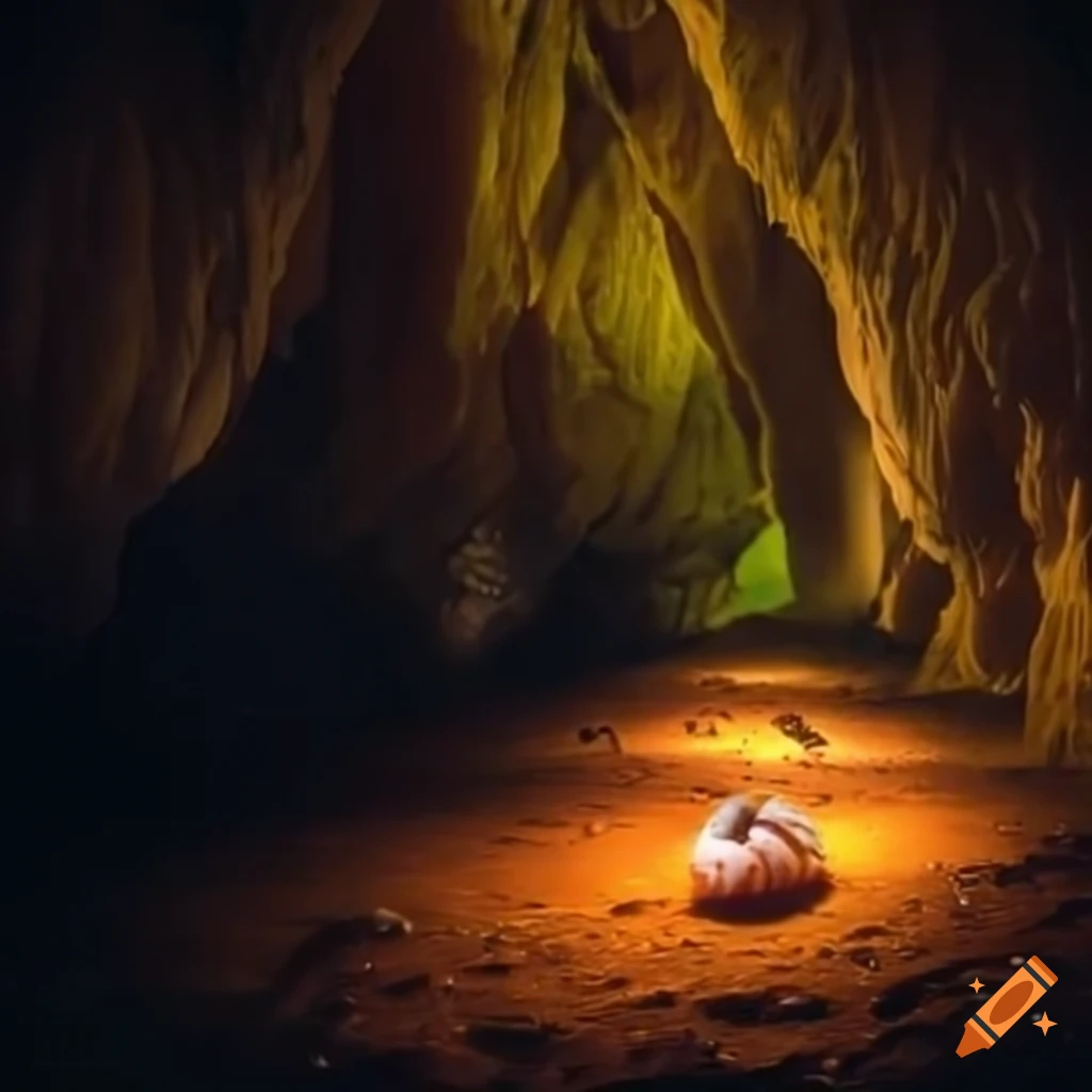 Chilly cave with active hermit crabs