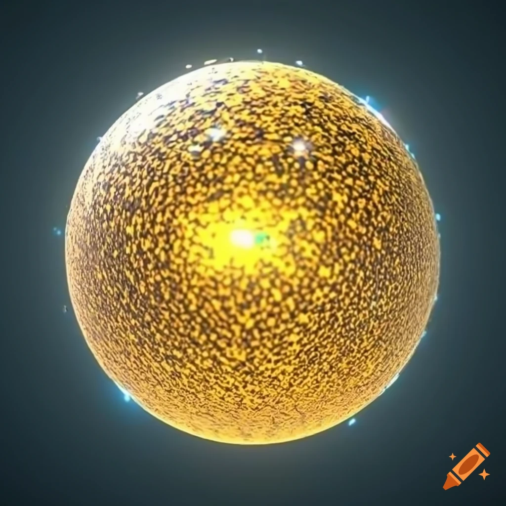 Sphere emitting bright light from above with rays streaming through the air in 3d on Craiyon