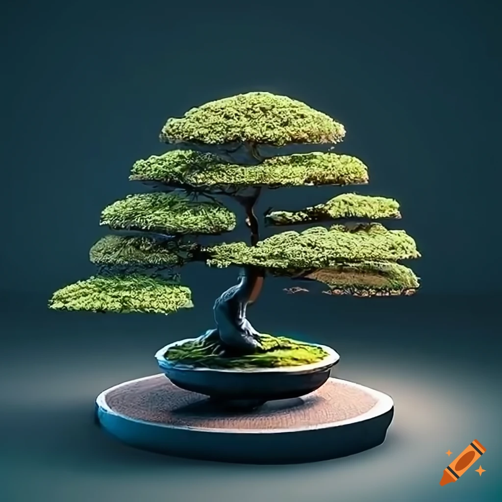 Realistic 3d model of a bonsai tree in a japanese temple setting on Craiyon