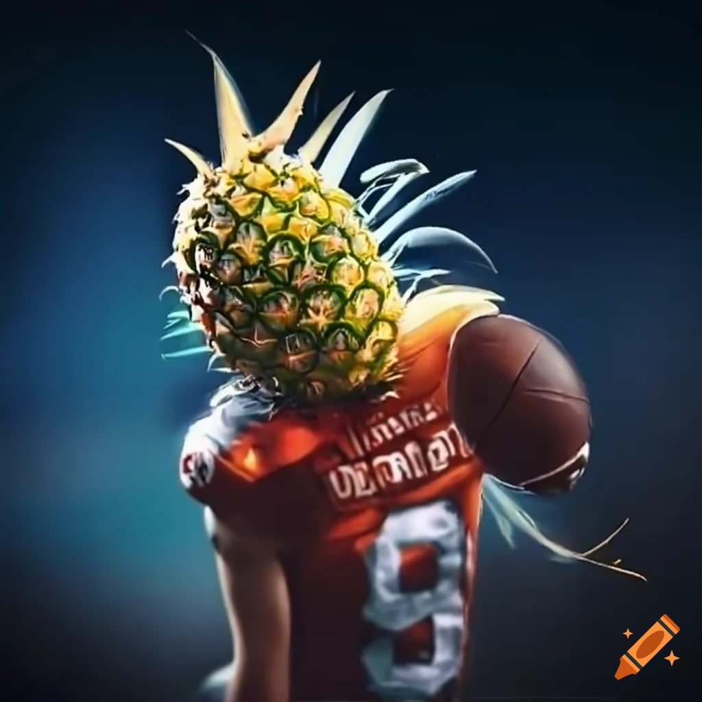 Player spiking a pineapple football in the endzone on Craiyon