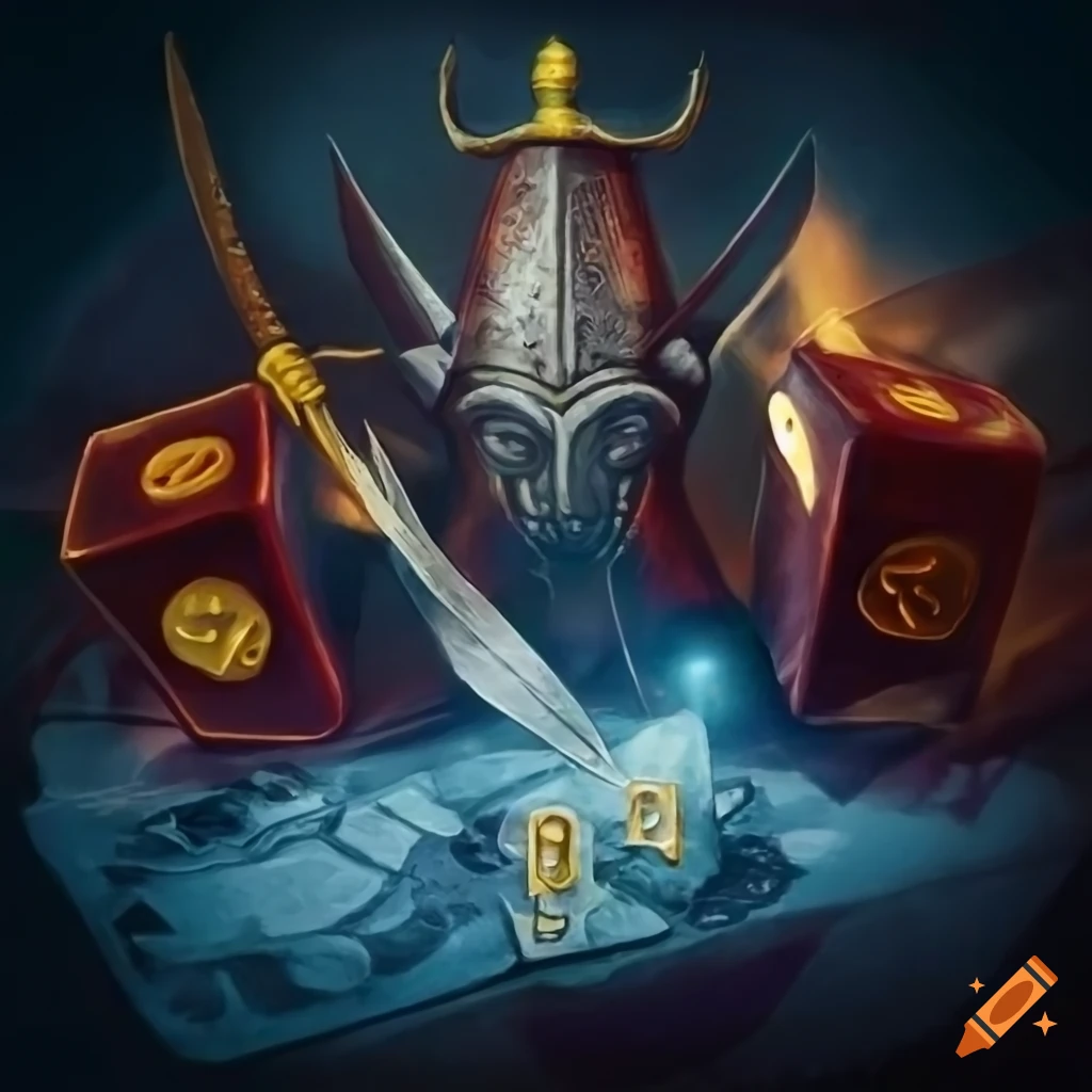 Board game with swords and dice