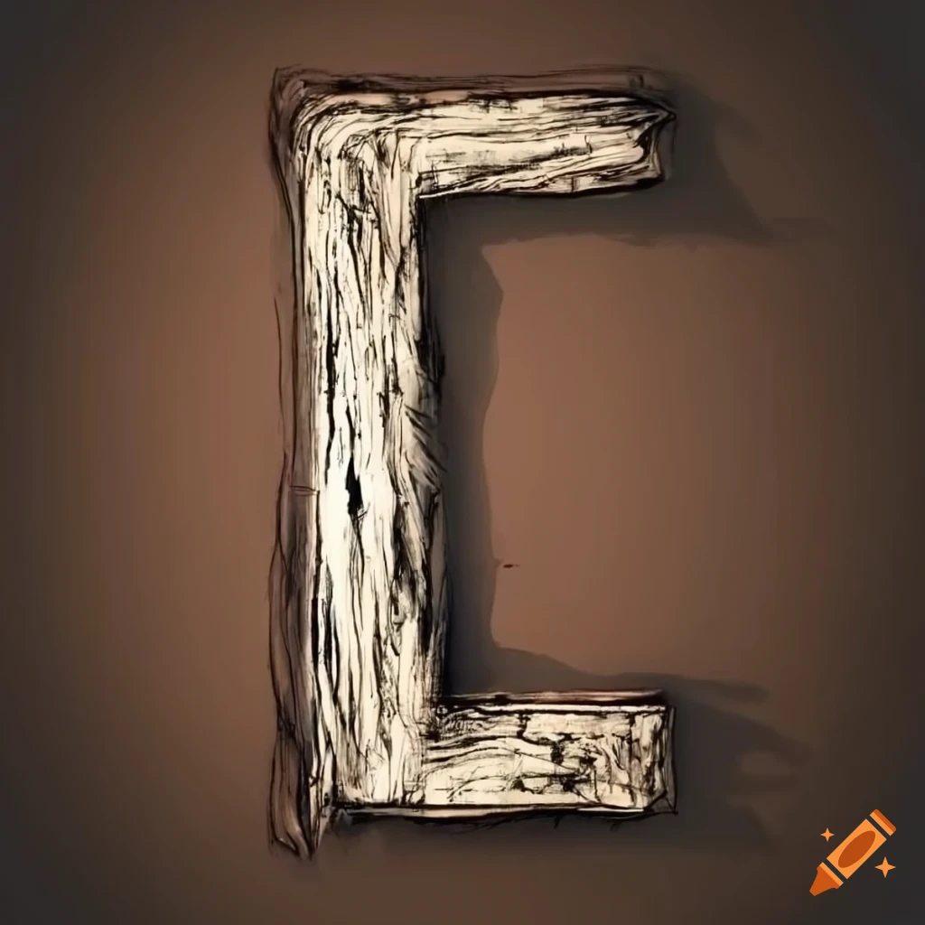 Detailed sketch of letter j on wooden wall with shadow on Craiyon