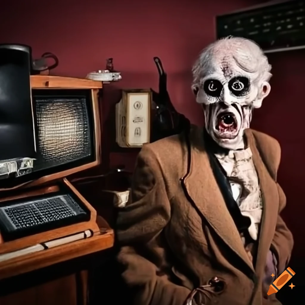 Old-fashioned radio show with funky tunes and creepy characters in a silent setting