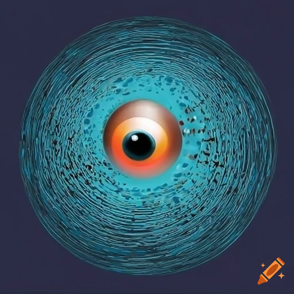 Metal sphere with googly eyes drifting in the ocean on Craiyon