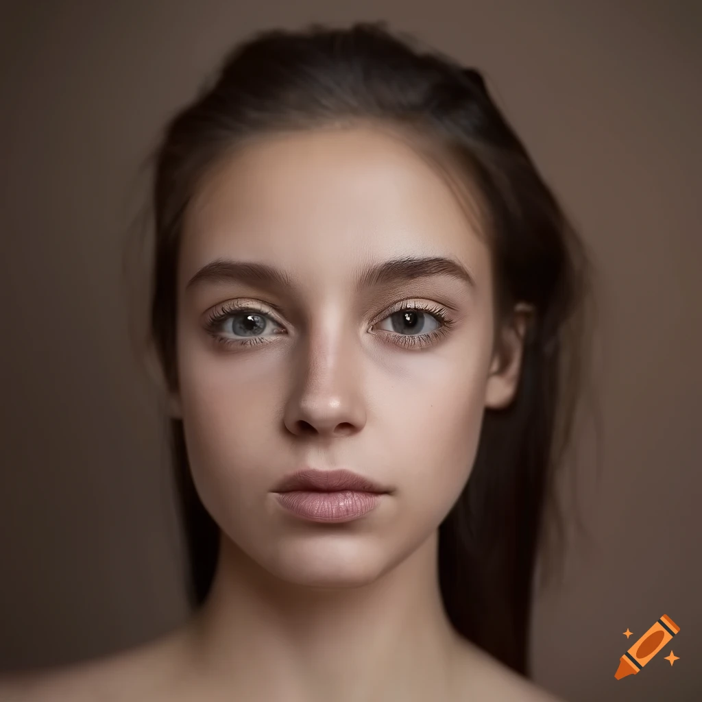 Portrait Of A Beautiful Young Woman With Dark Brown Hair And Light Skin On Craiyon 