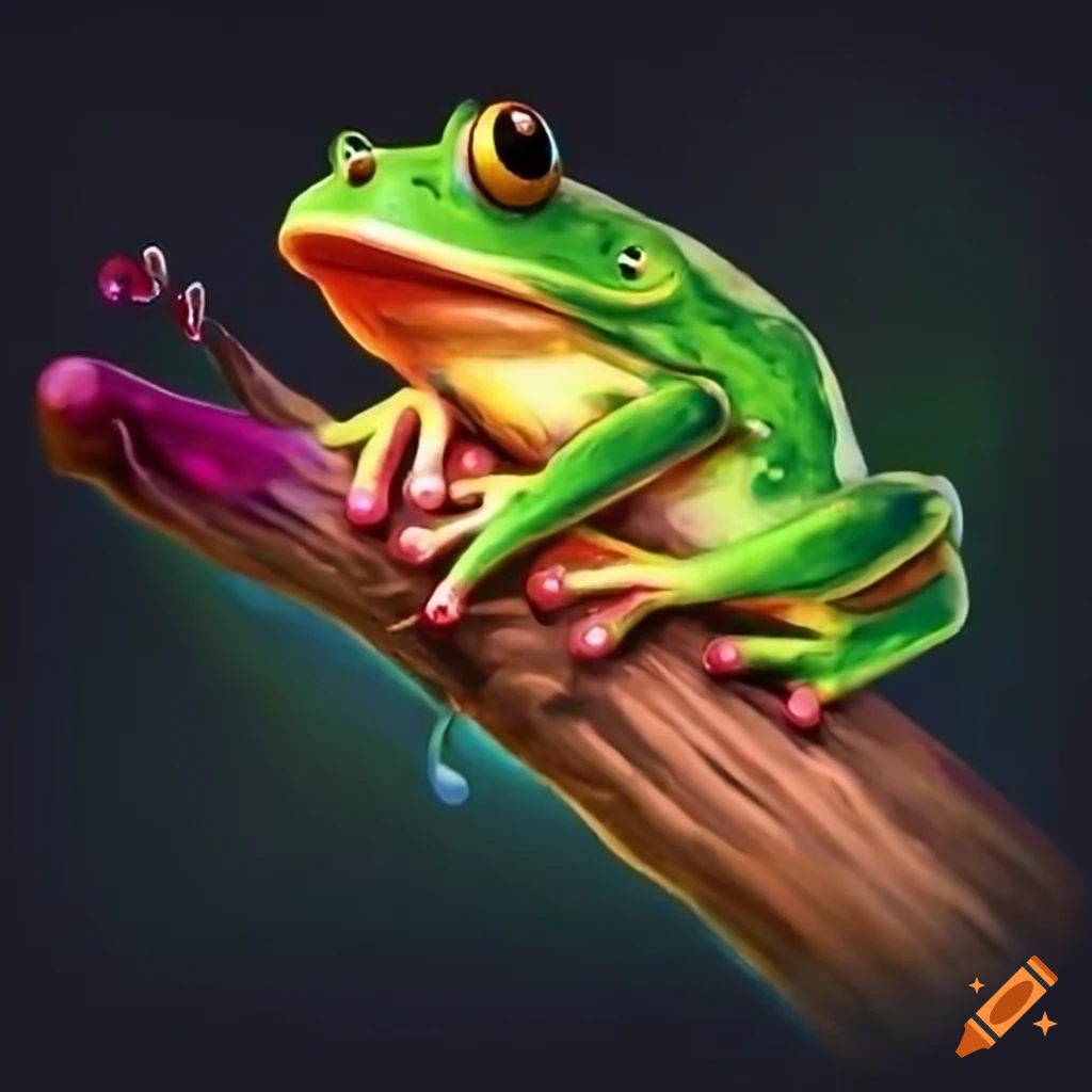 Frog capturing a fly