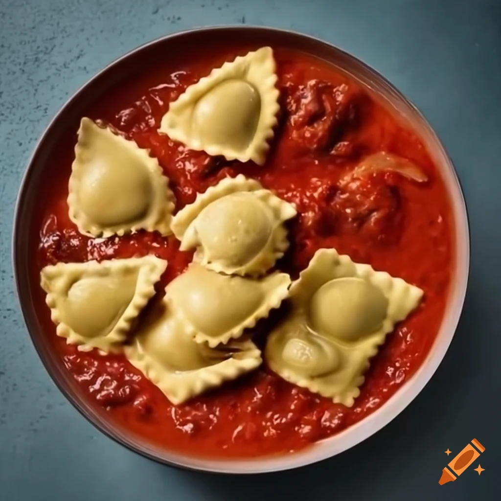 Whole Grain Ravioli With Meat And Tomato Sauce On Craiyon Whole Grain Ravioli With Meat And Tomato Sauce On Craiyon