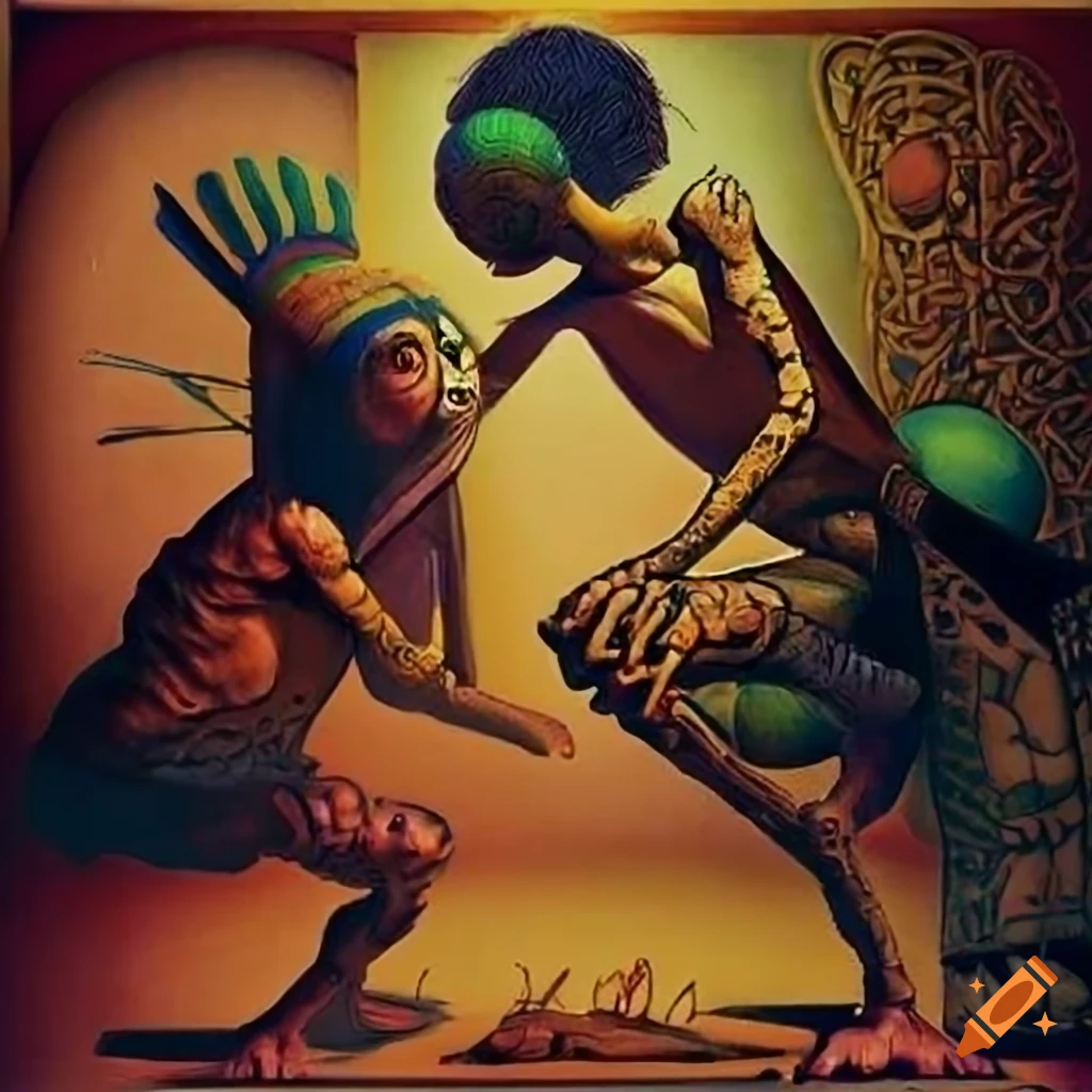Voodoo Loa Shunga Ba painting in combined artistic styles and cultural designs in 8K Ultra resolution