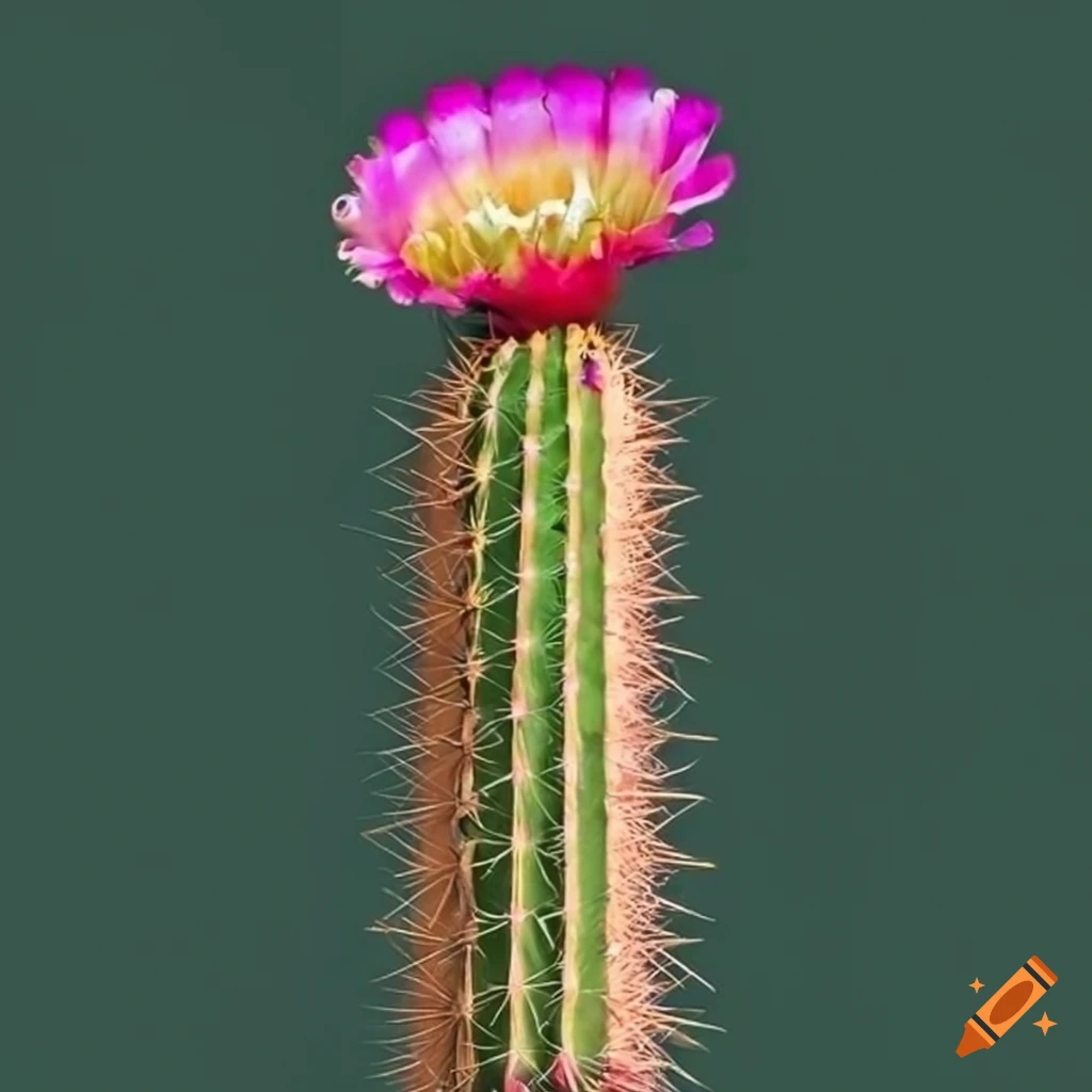 Tall flowering cactus with spikes in the desert
