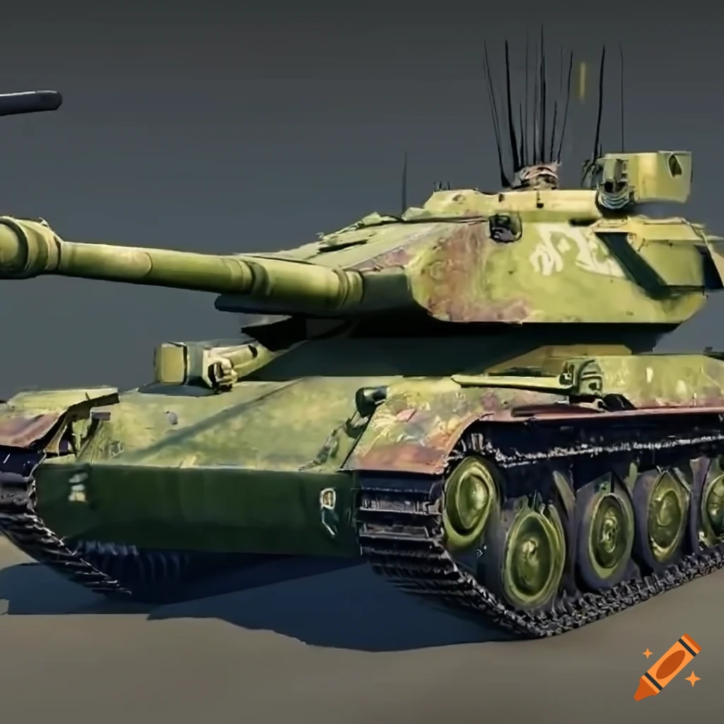 Tank in the game War Thunder driving through grass