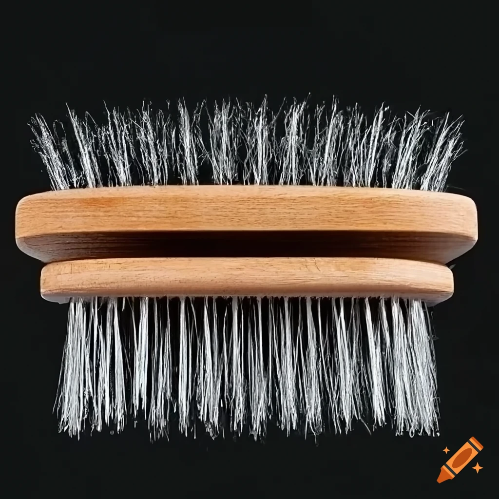 Climbing brush head with black background and wooden handle