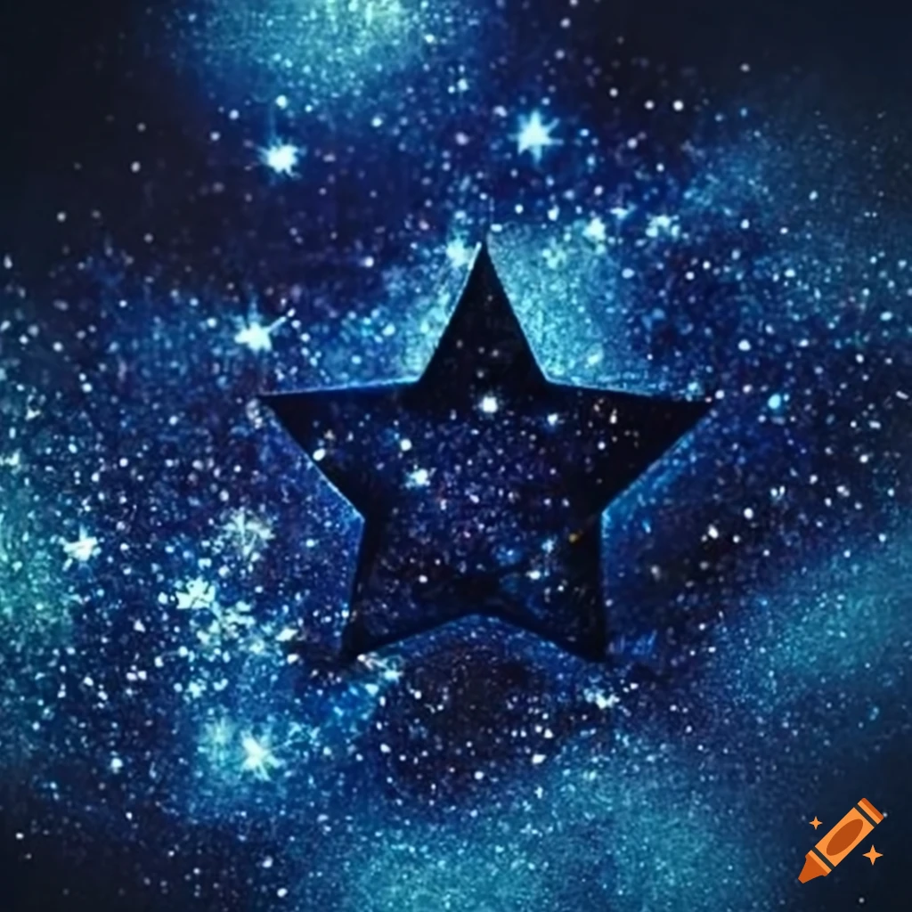 Navy blue transparent star shape with glitter inside