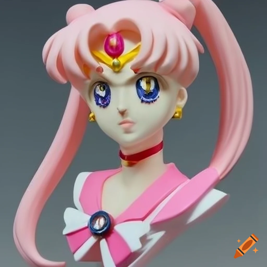 Pastel neo-classical plastic bust of Sailor Moon